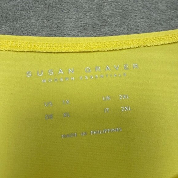 Susan Graver Yellow Modern Essentials Plus Size 1X Scoop Neck Top a1327 - Picture 2 of 8